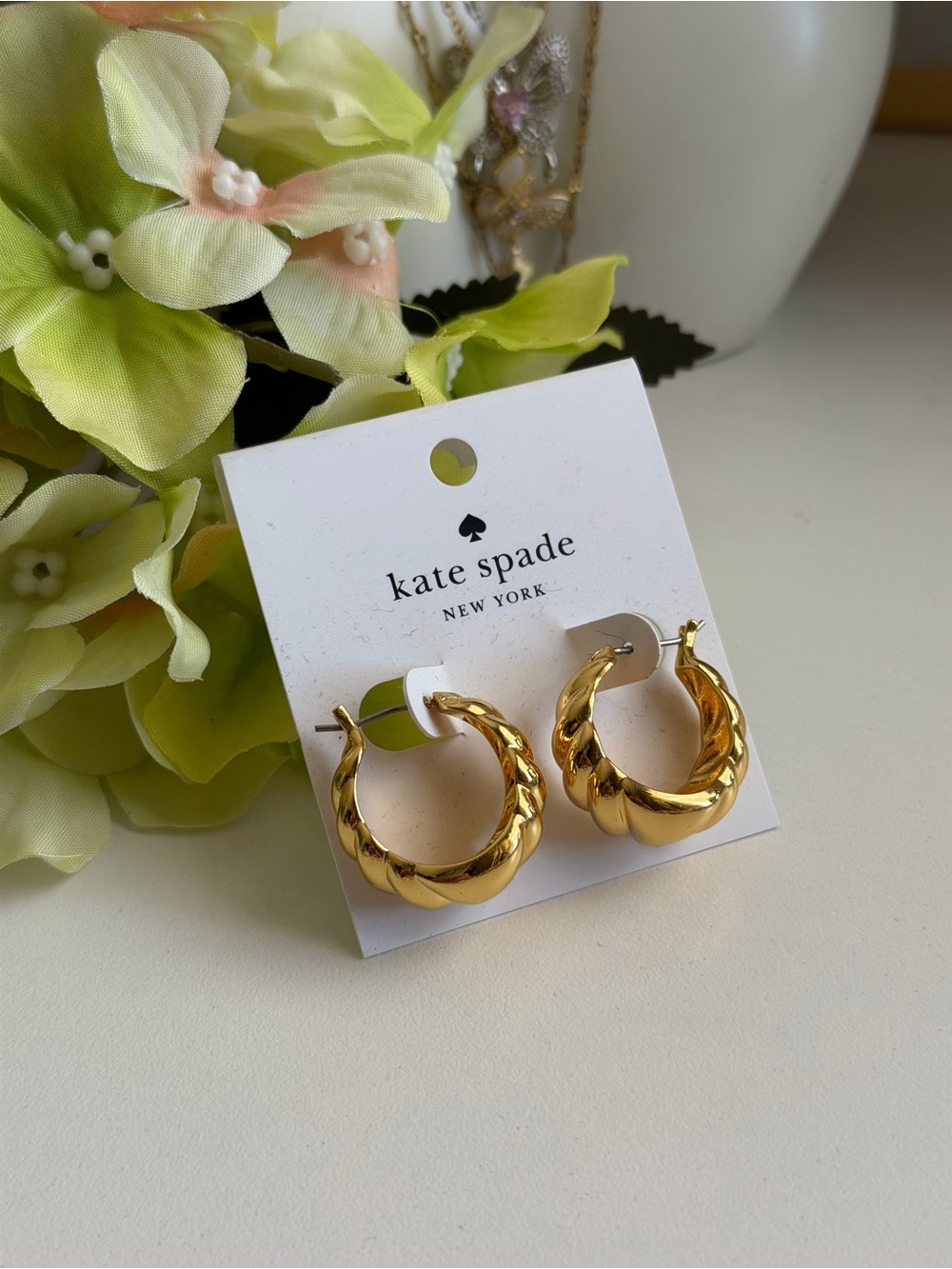 kate spade Gold Twisted Hoop Earrings